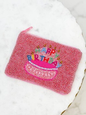 'Happy Birthday' Beaded Zip Pouch
