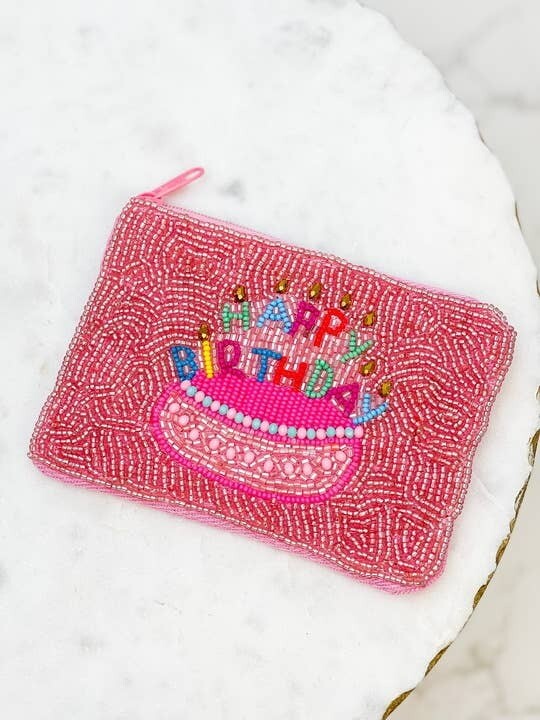 'Happy Birthday' Beaded Zip Pouch