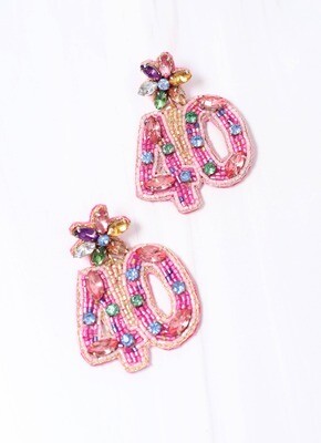 40th Birthday Earring PINK MULTI