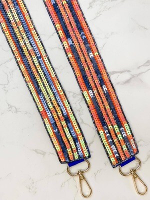 Game Day Sequin Purse Straps - Blue & Orange