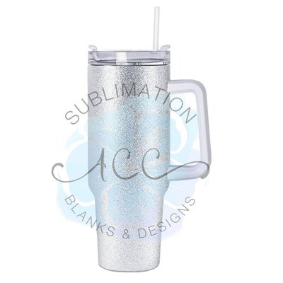 White Rough Glitter Tumbler - 40 oz