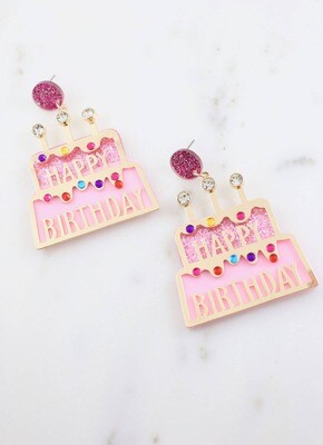 Happy Birthday Cake Earring PINK