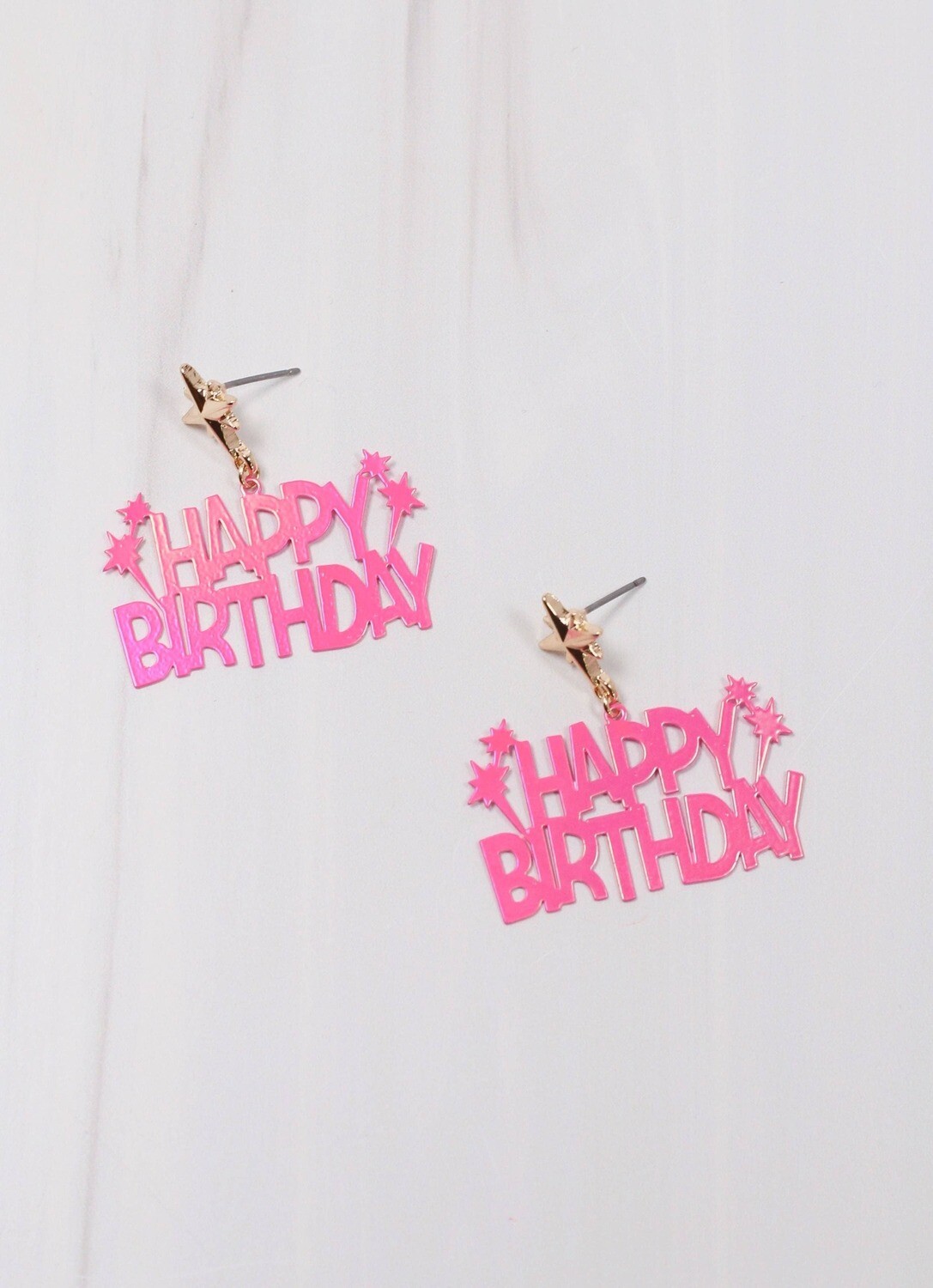 Happy Birthday Earring HOT PINK