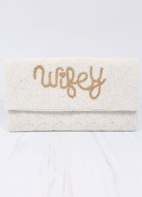 Wifey Beaded Crossbody WHITE