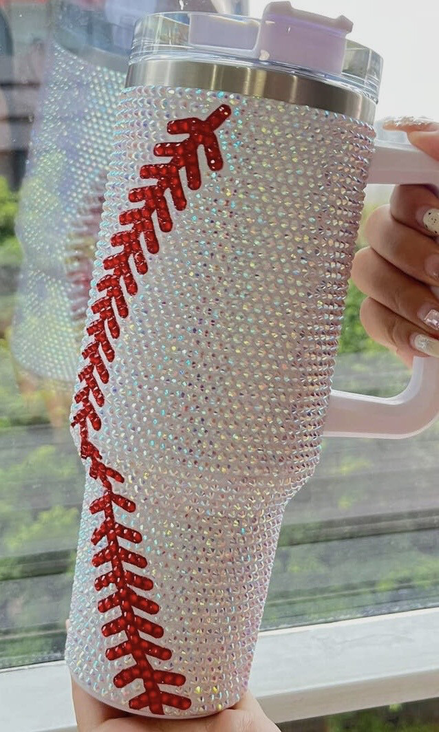 Blinged Out Baseball Tumbler 40oz