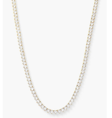 Lil Queen's Necklace 16" Gold|White Diamondettes