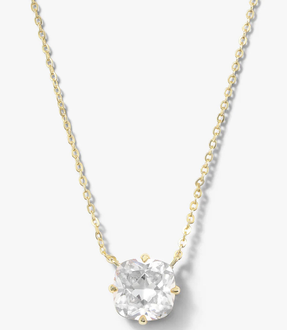 The Monarch Cushion Cut Necklace Gold/White Diamondettes