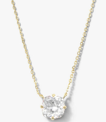 The Monarch Cushion Cut Necklace Gold/White Diamondettes