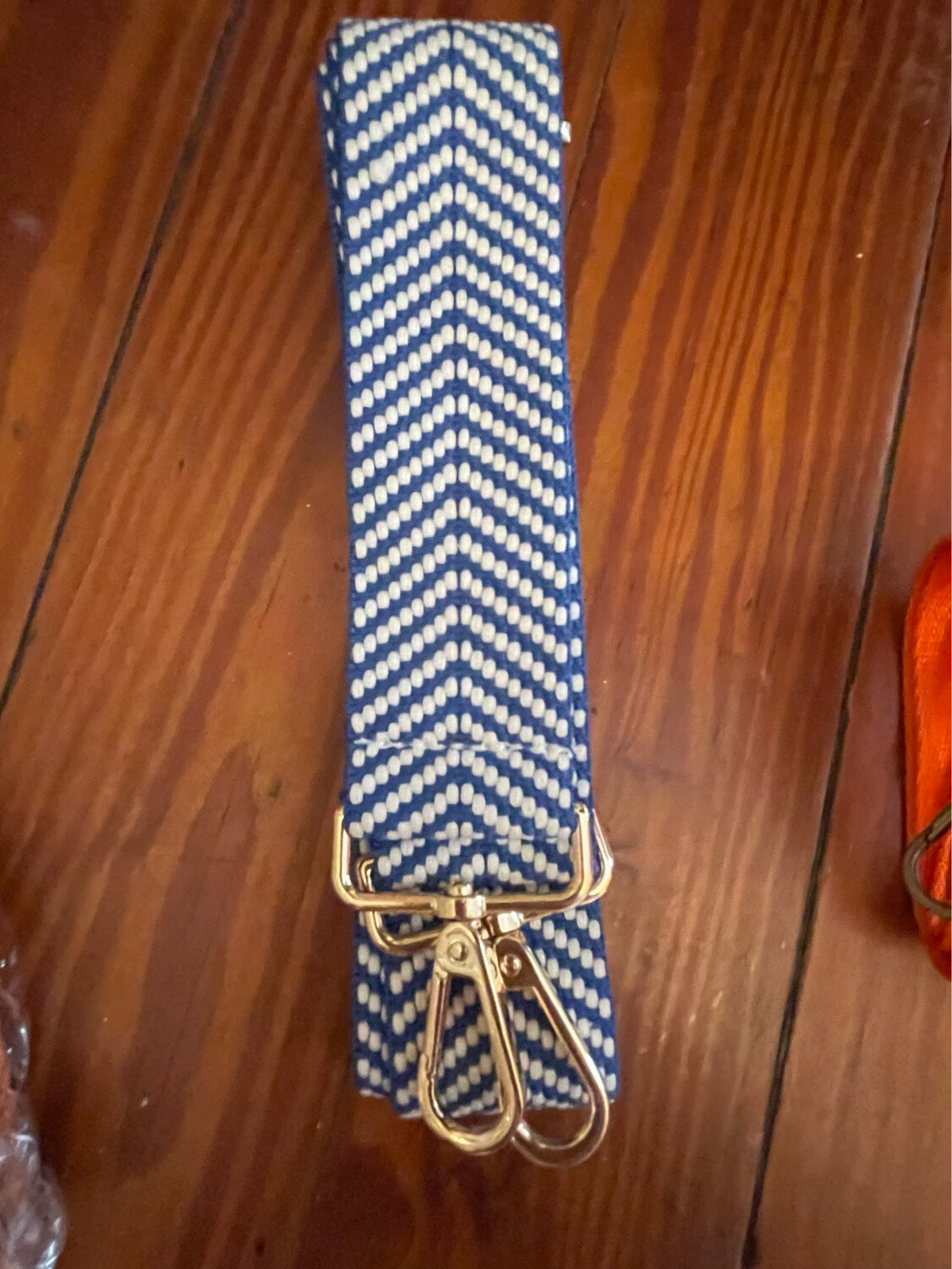Purse Strap Blue/White Chev