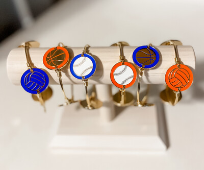 Orange/Blue & Gold Sports Bangles