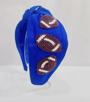 Football Headband, Game Day Headband, Beaded Headband