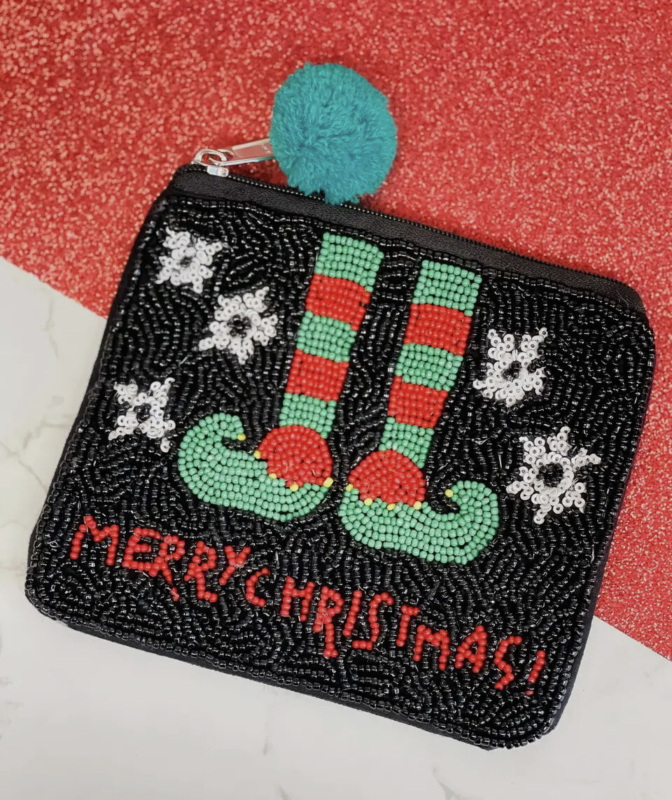 'Merry Christmas' Elf Shoes
Beaded Zip Pouch
