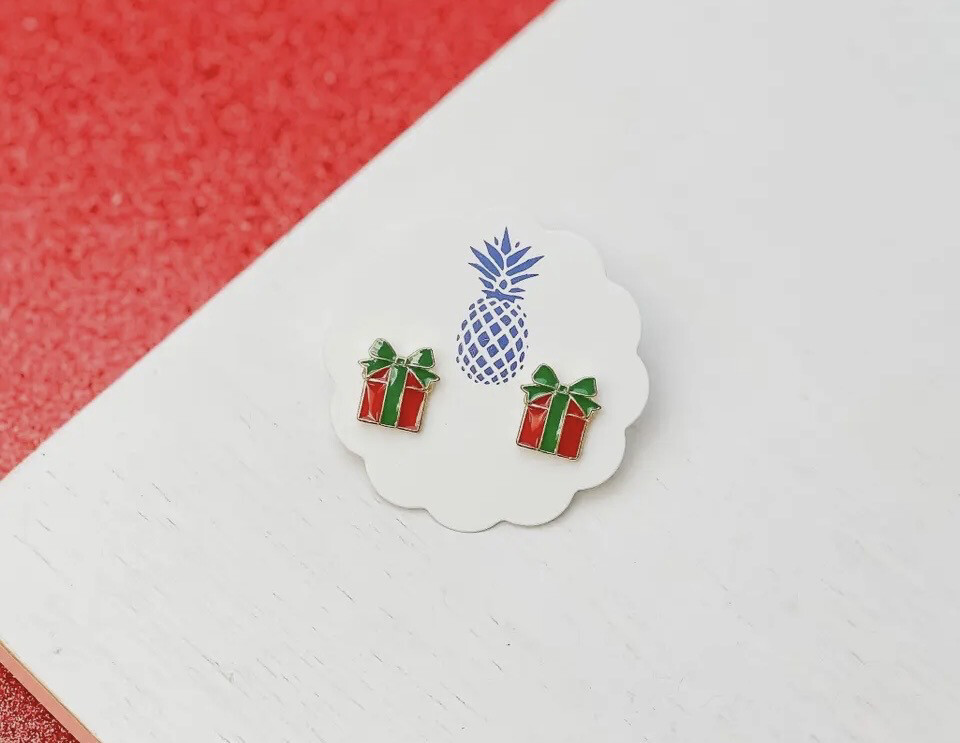 Christmas Present Signature
Enamel Stud Earrings