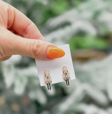 Pink Nutcracker Signature Enamel Stud Earrings