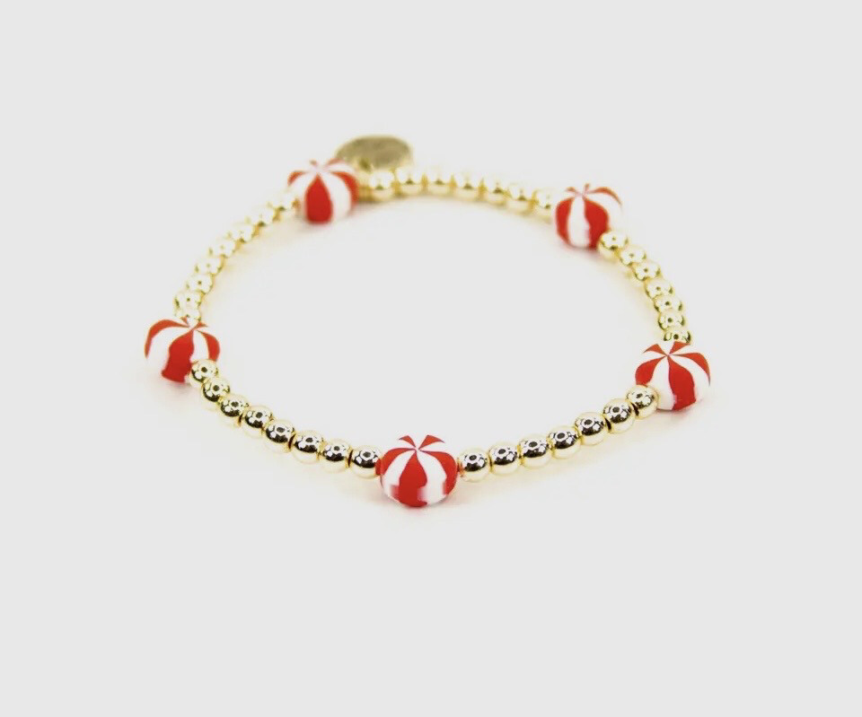 Peppermint Candies 18K Gold & Enamel
Christmas Bracelet