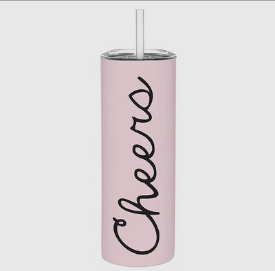 Stainless Steel Skinny Tumbler - Cheers