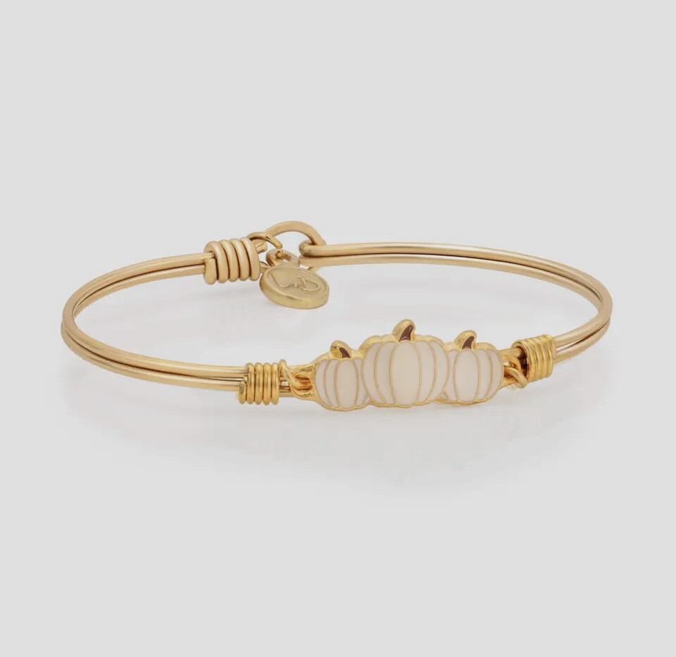 Golden Cream Pumpkin Patch Medley Bangle Bracelet
Brass Tone