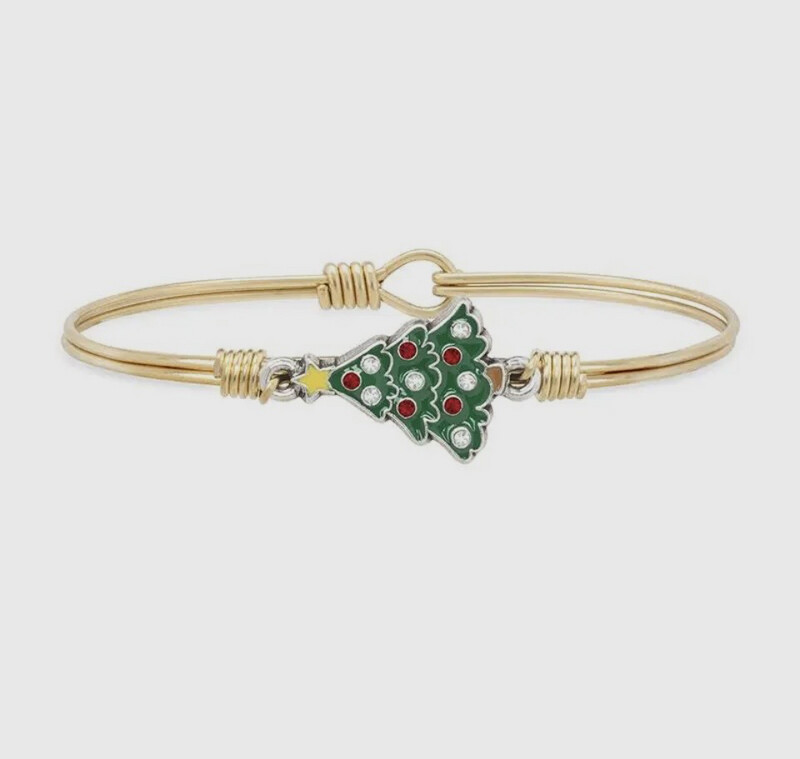 Crystal Holiday Tree Bangle Bracelet