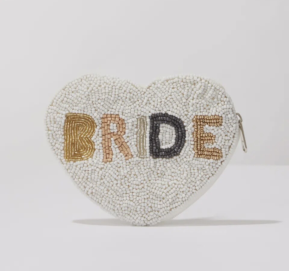 'BRIDE' Seed Beads Canvas Pouch