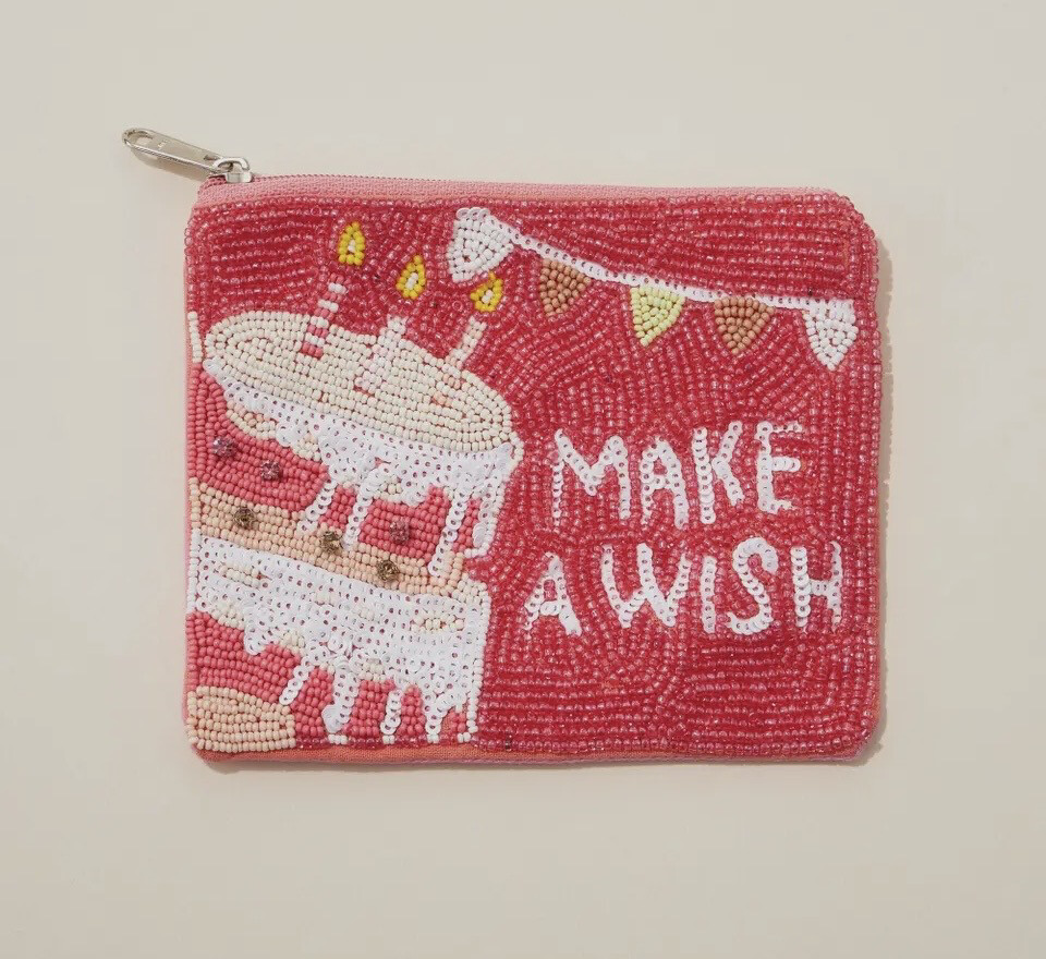 Christmas Make A Wish Seed Bead Canvas Pouch