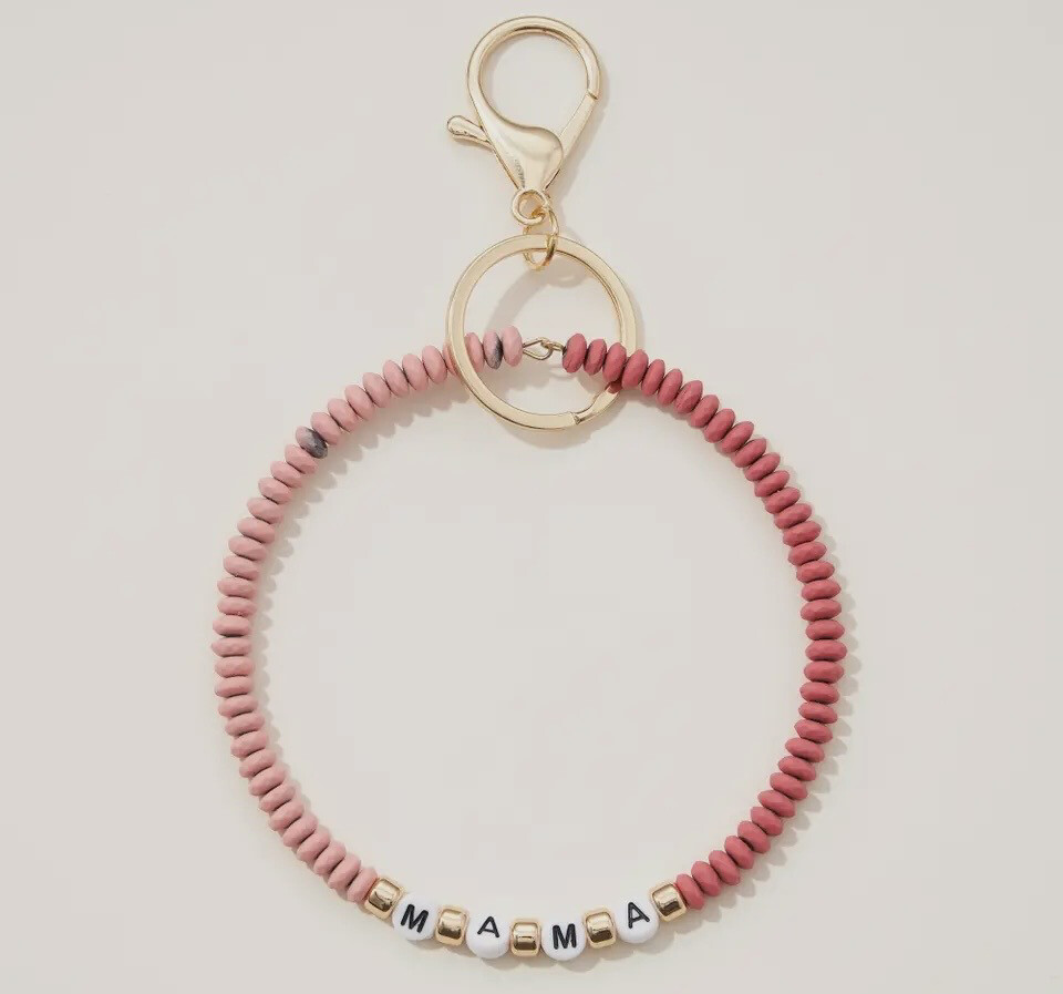 MAMA Silicone Coated Bead Bracelet Keychain
PINK