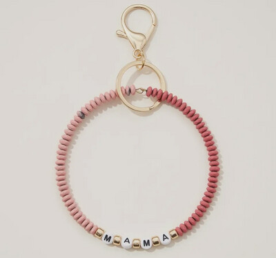 MAMA Silicone Coated Bead Bracelet Keychain
PINK