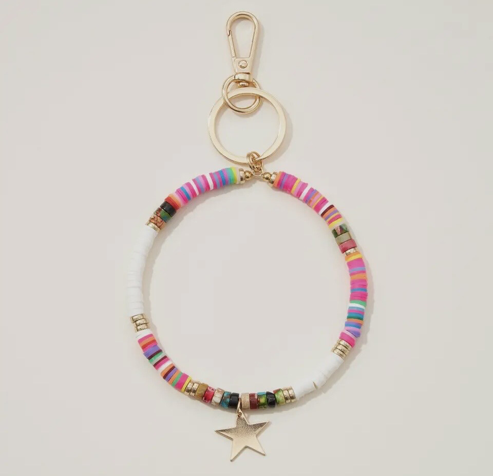 Natural Stone Beaded Bracelet Keychain