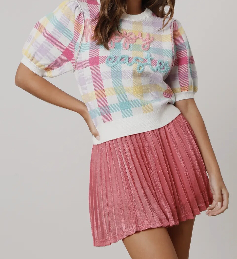 'Happy Easter' Gingham Sweater Shirt
