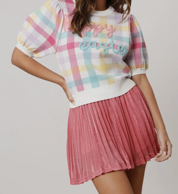 'Happy Easter' Gingham Sweater Shirt
