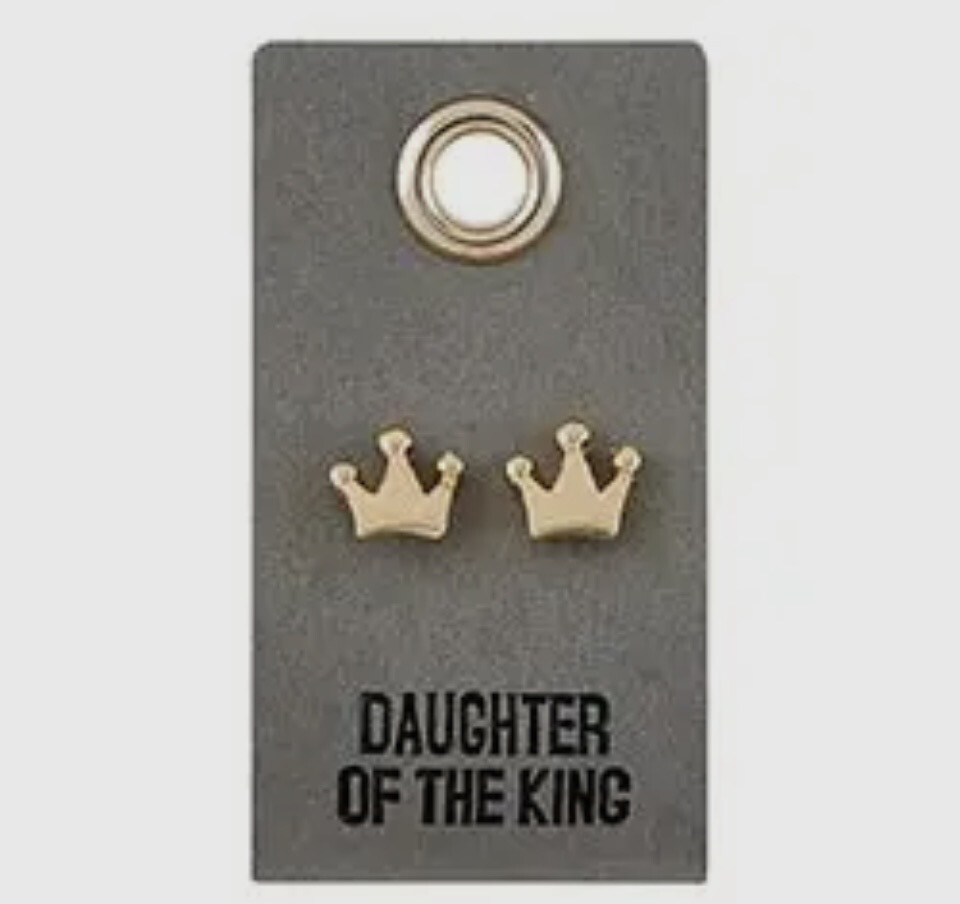 Leather Tag Earrings - Crown
