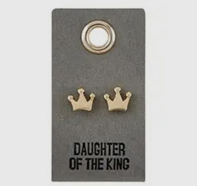Leather Tag Earrings - Crown