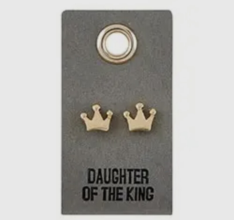 Leather Tag Earrings - Crown