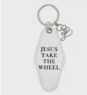 Face to Face Leather Motel Key Tag - Jesus Take The Wheel