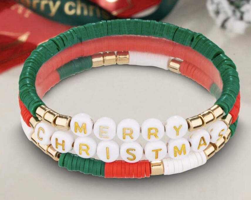 Merry Christmas Stretch Bracelet Set