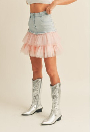 Jean Skirt w/ Tulle