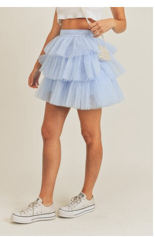 BLACK Layered Tulle Mini Skirt