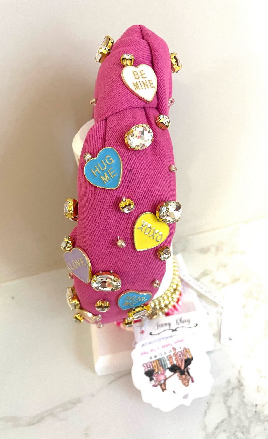 Valentine Conversation Heart Headband Plain Pink