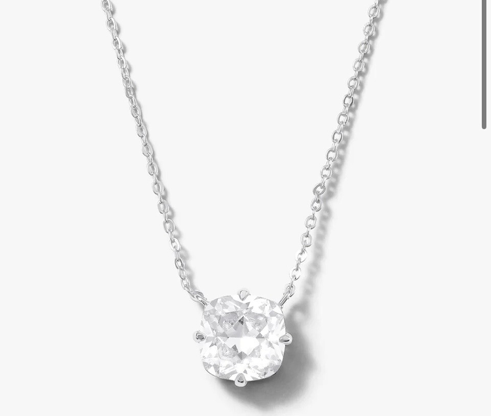The Monarch Cushion Cut Necklace Silver/White Diamondettes