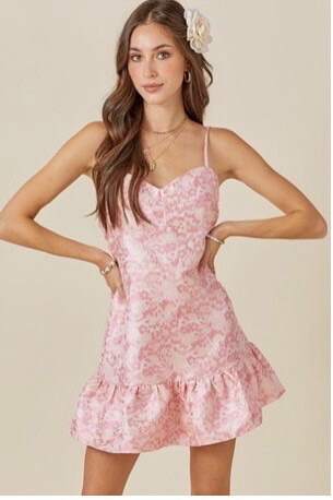 FLORAL JACQUARD ROMPER DRESS