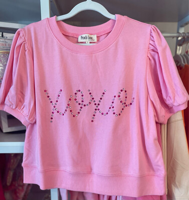 Xoxo Rhinestone Puff Top