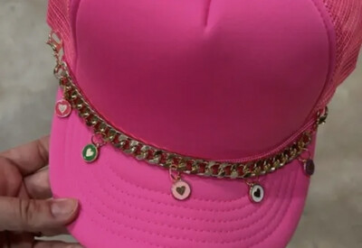 Trucker Hat Chain-Colorful Gold Circle Hearts