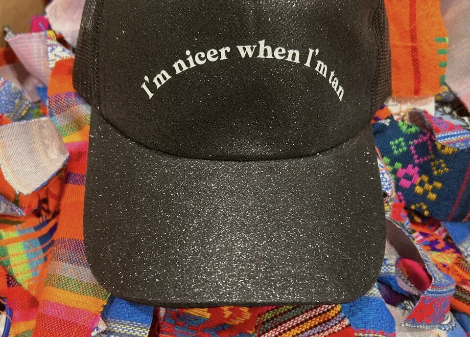 I'm Nicer When I'm Tan Foam Trucker Hat- Black Glitter