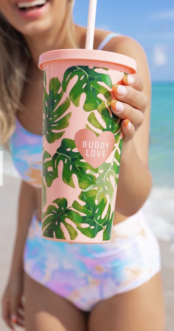 PALM TUMBLER WITH STRAW