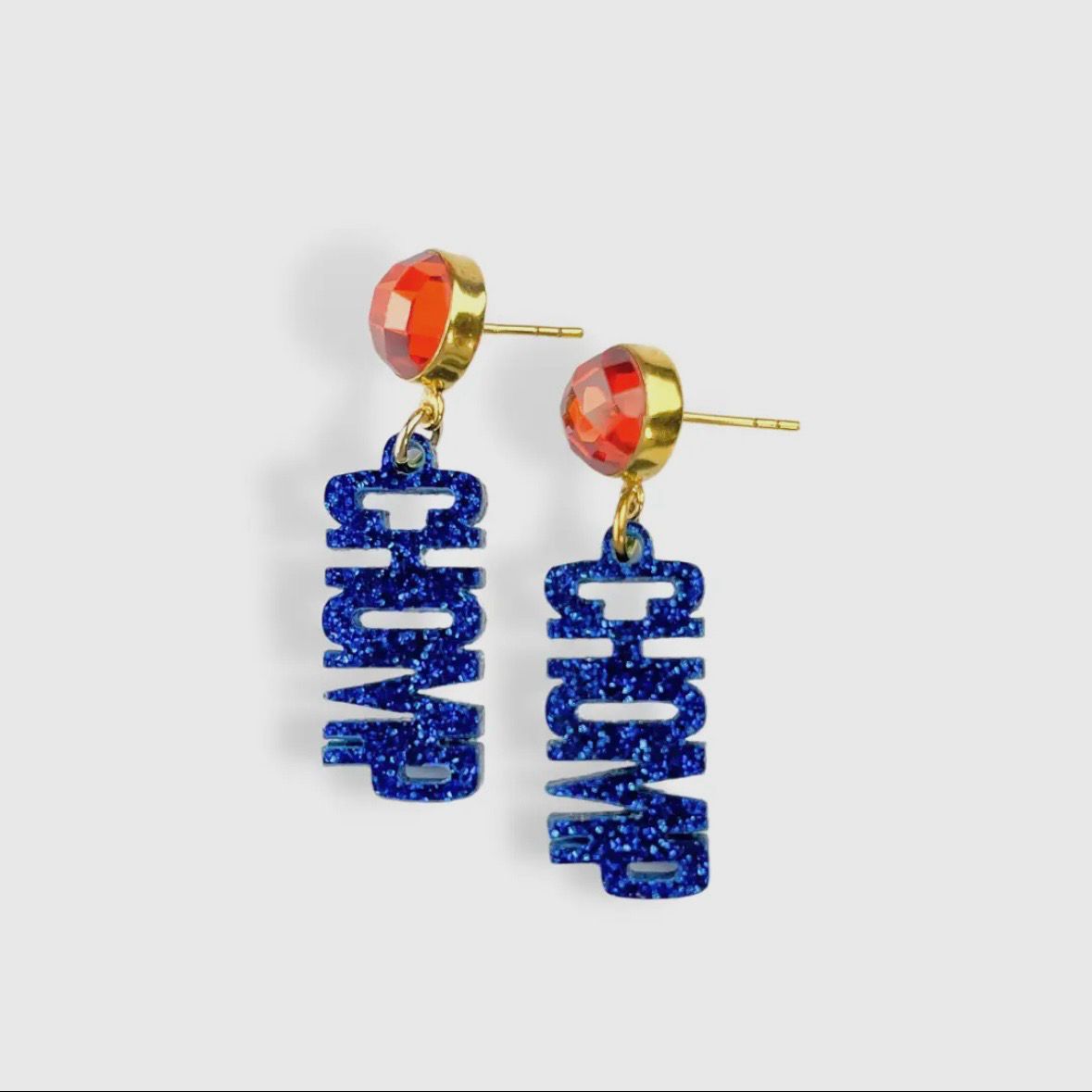 Mini Blue Glitter Chomp Chomp Earrings