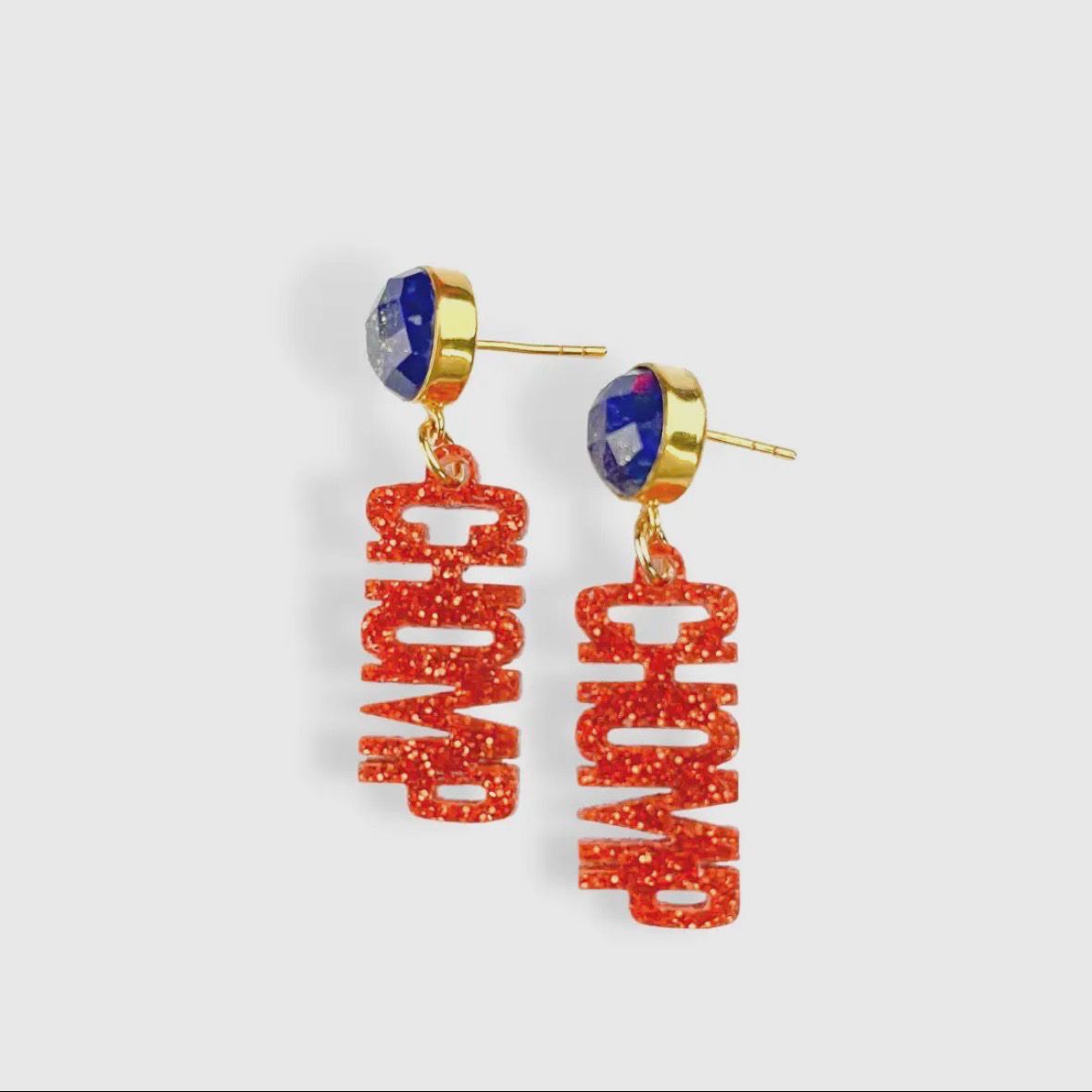 Mini Orange Glitter Chomp Chomp Earrings