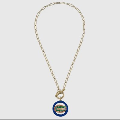 Florida Gators Logo Enamel T-Bar Necklace