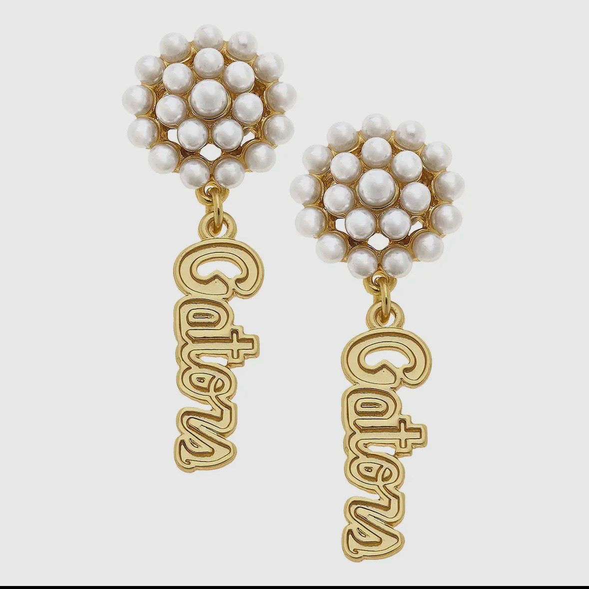 Florida Gators Pearl Cluster 24K Gold Plated Logo Earrings