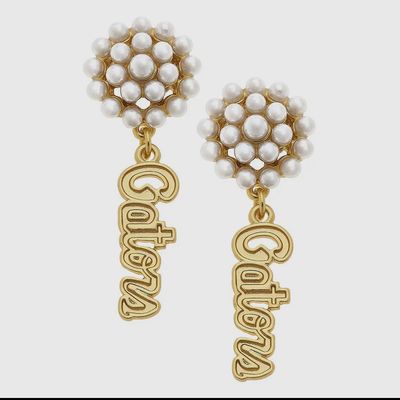 Florida Gators Pearl Cluster 24K Gold Plated Logo Earrings
