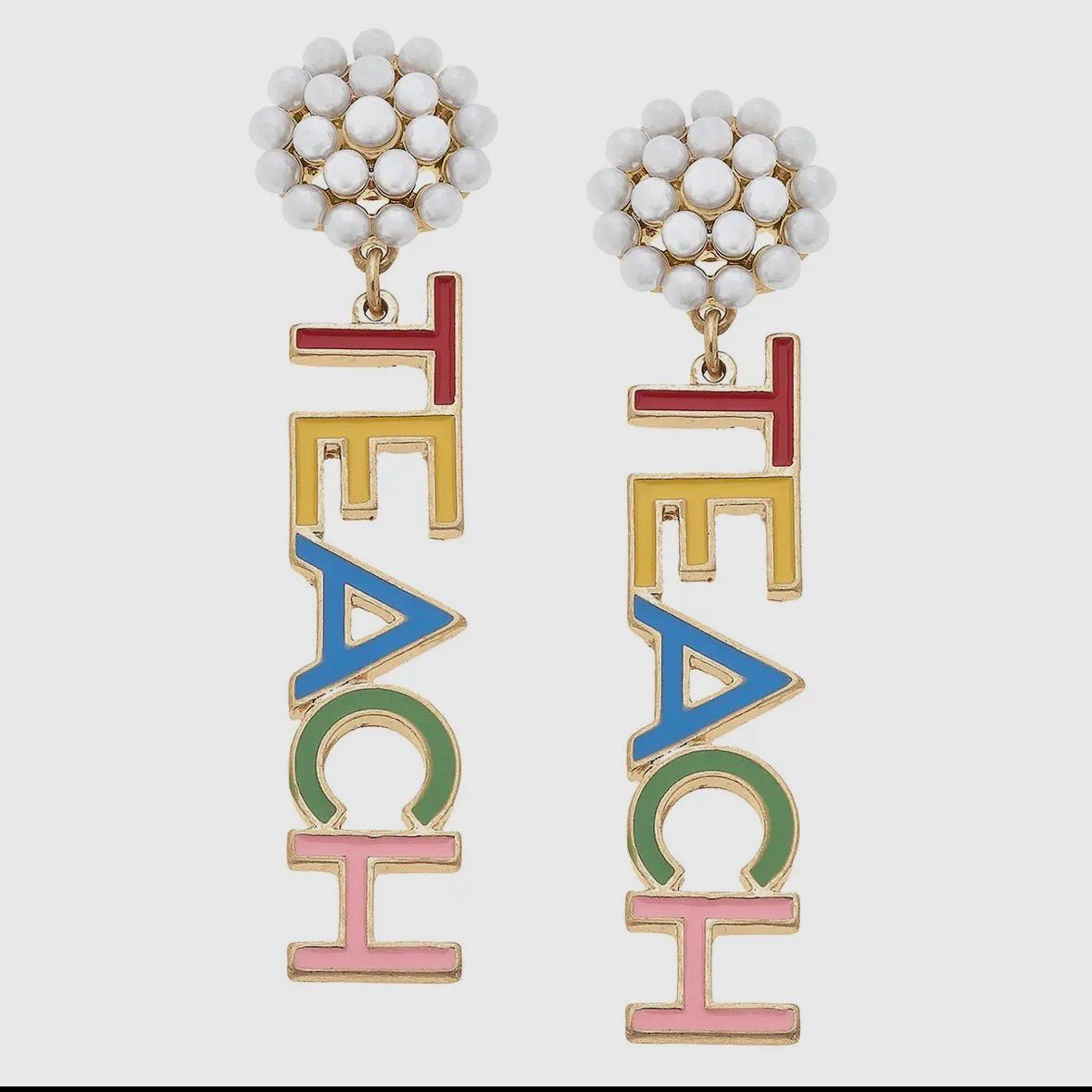 Teach Enamel Earrings in Multi