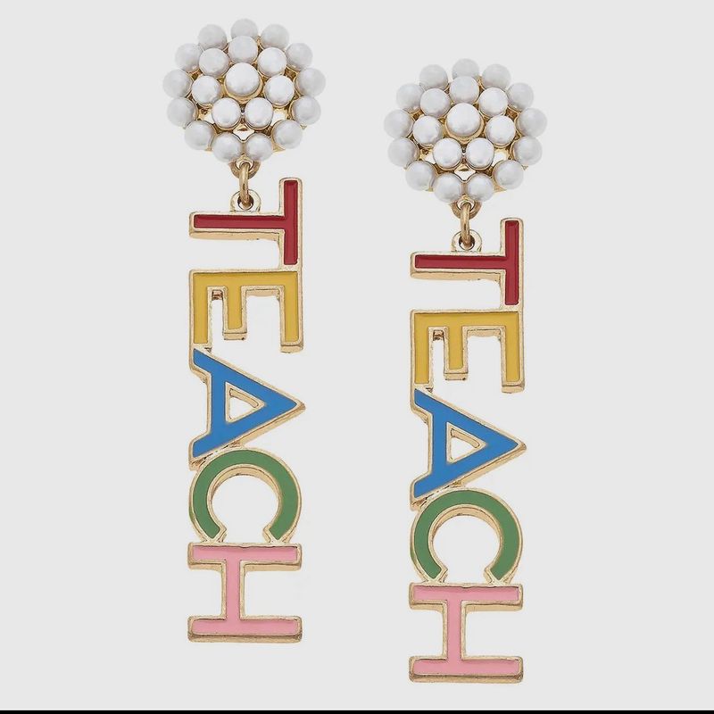 Teach Enamel Earrings in Multi